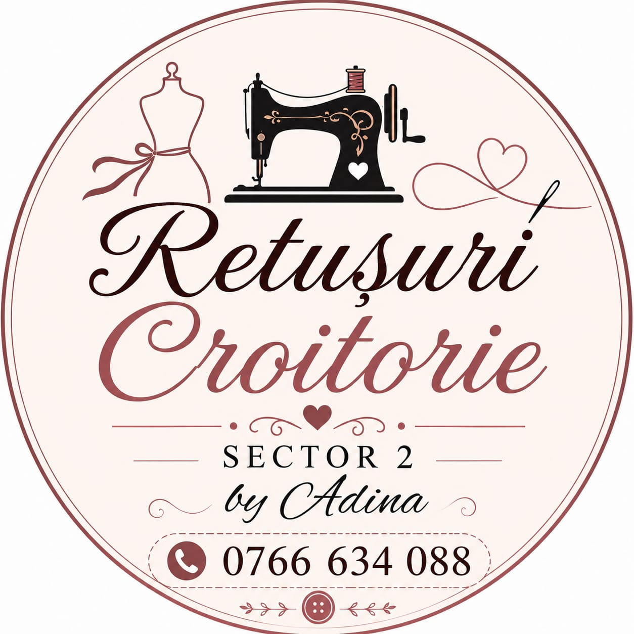 Logo Retuşuri Croitorie Sector 2 by Adyna&Sara — atelier croitorie Bucureşti